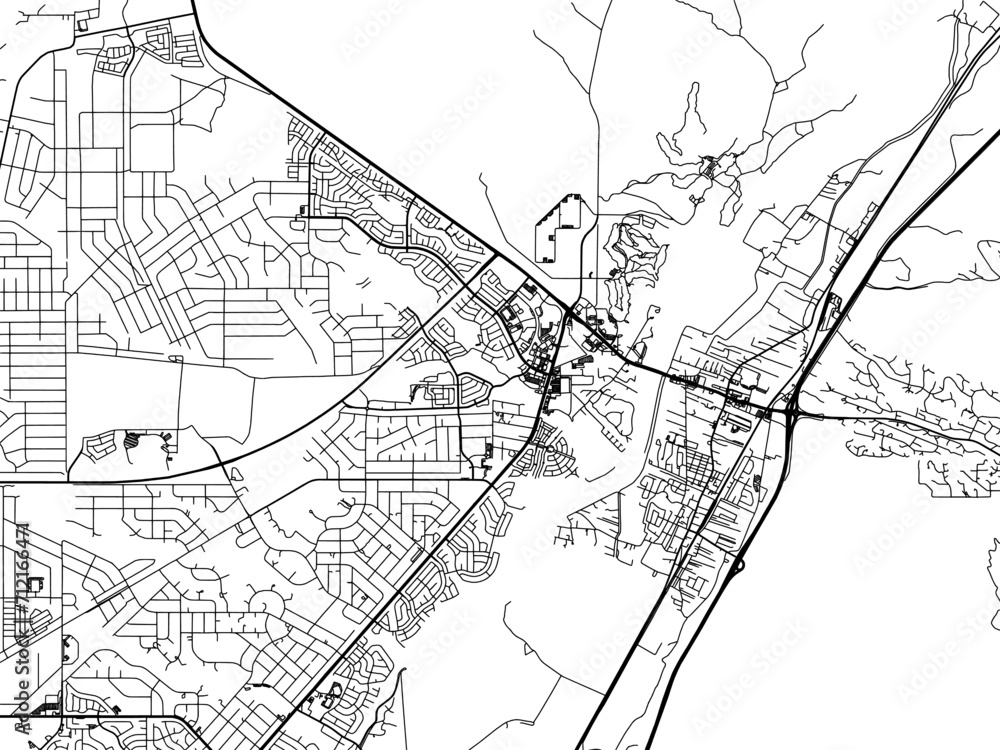 Naklejka premium Vector road map of the city of Enchanted Hills New Mexico in the United States of America with black roads on a white background.