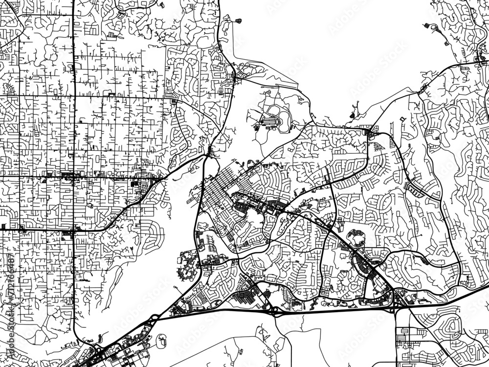 Obraz premium Vector road map of the city of Folsom California in the United States of America with black roads on a white background.