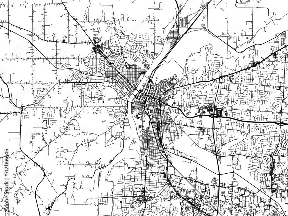 Naklejka premium Vector road map of the city of Hamilton Ohio in the United States of America with black roads on a white background.