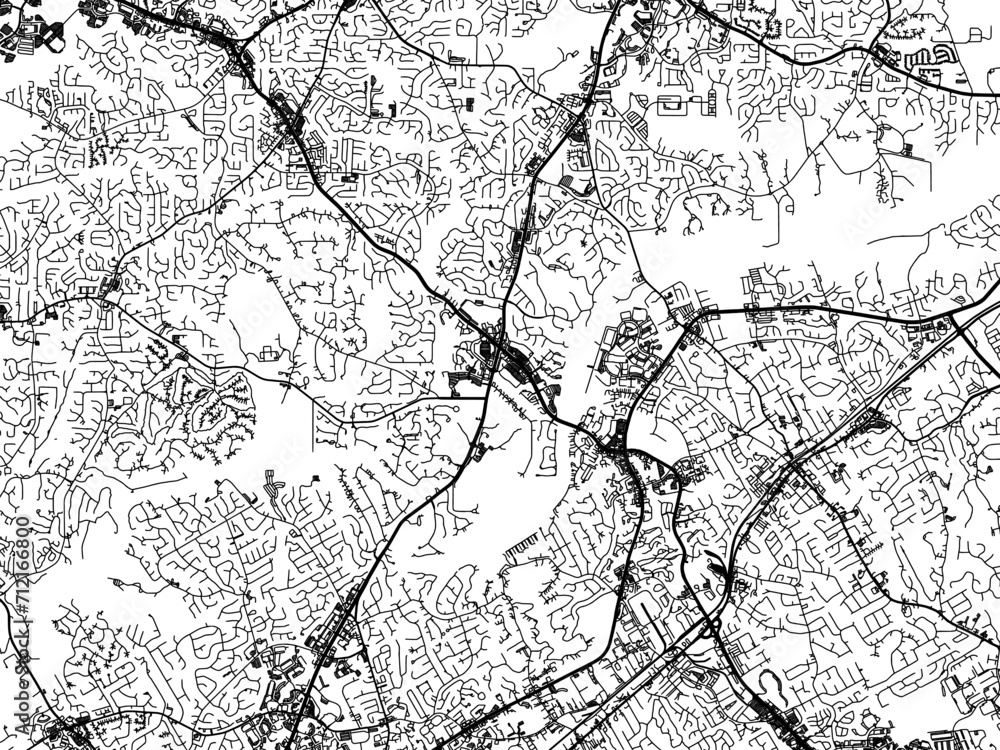 Vector road map of the city of  Johns Creek  Georgia in the United States of America with black roads on a white background.