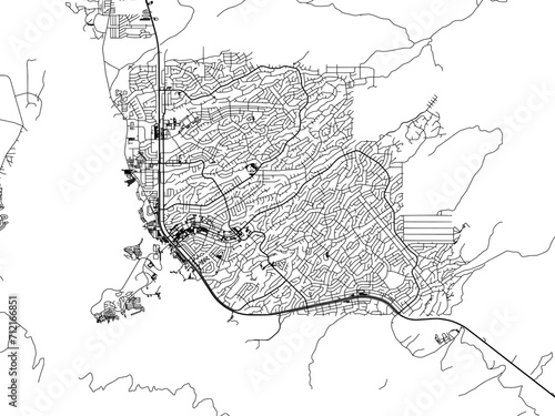 Vector road map of the city of  Lake Havasu City  Arizona in the United States of America with black roads on a white background.