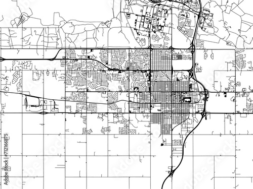 Vector road map of the city of  Lawton  Oklahoma in the United States of America with black roads on a white background. photo