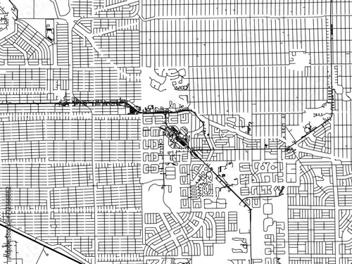 Vector road map of the city of  Lehigh Acres  Florida in the United States of America with black roads on a white background.