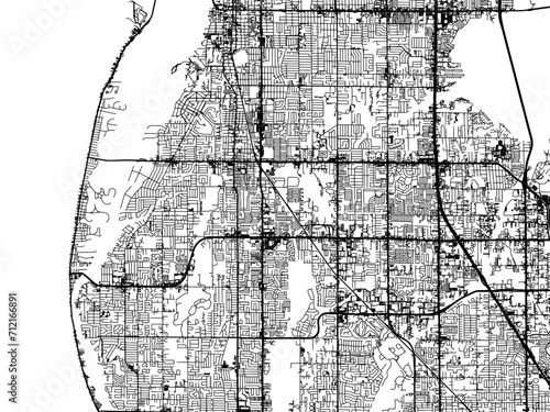 Vector road map of the city of  Largo  Florida in the United States of America with black roads on a white background.