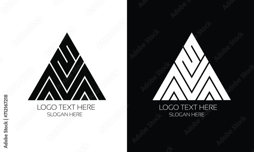 mountain logo design, triangle logo , three shape logo , minimal logo for business and corporate identity - obrazy, fototapety, plakaty 