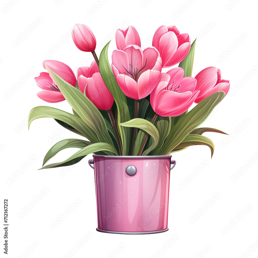 Pink Vase with Pink Tulip. AI Generated Image Pink Vase with Pink Tulip. AI Generated Image