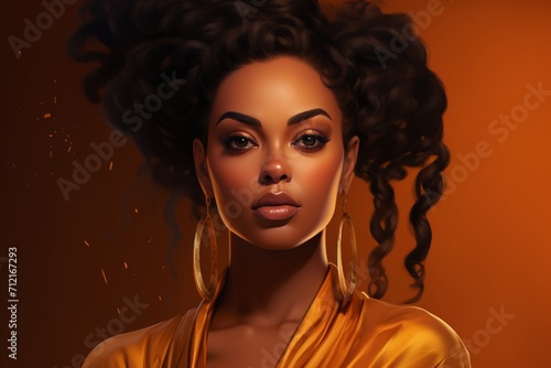 Beautiful black woman portrait for Black History Month design illustration