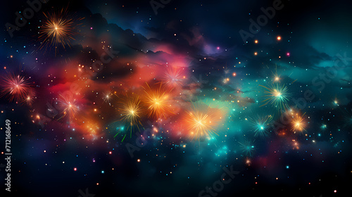 Beautiful fireworks background at night for holiday decoration