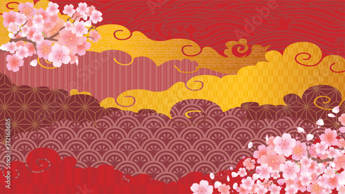 春の桜和風背景
