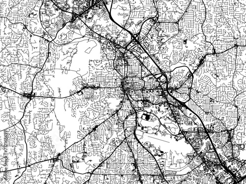 Vector road map of the city of  Marietta  Georgia in the United States of America with black roads on a white background. photo