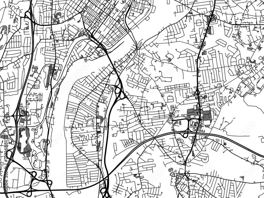 Vector road map of the city of  North Chicopee  Massachusetts in the United States of America with black roads on a white background.