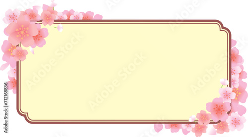 春の桜和風フレーム背景
