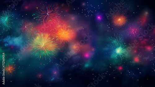 Beautiful fireworks background at night for holiday decoration