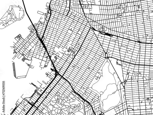 Vector road map of the city of Park Slope New York in the United States of America with black roads on a white background.
