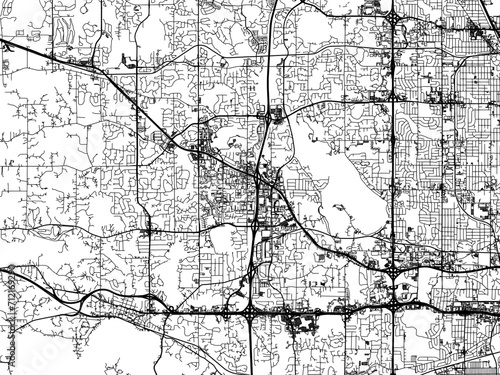 Vector road map of the city of  Plymouth  Minnesota in the United States of America with black roads on a white background.