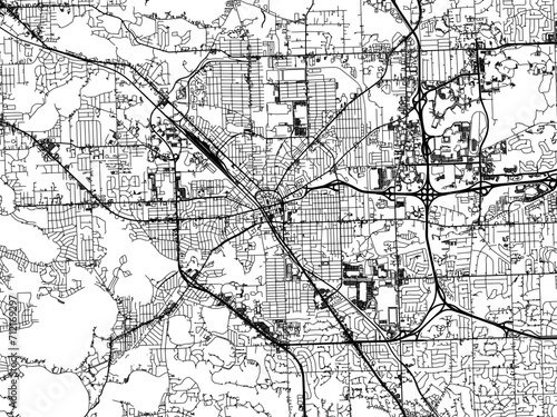 Vector road map of the city of  Pontiac  Michigan in the United States of America with black roads on a white background.