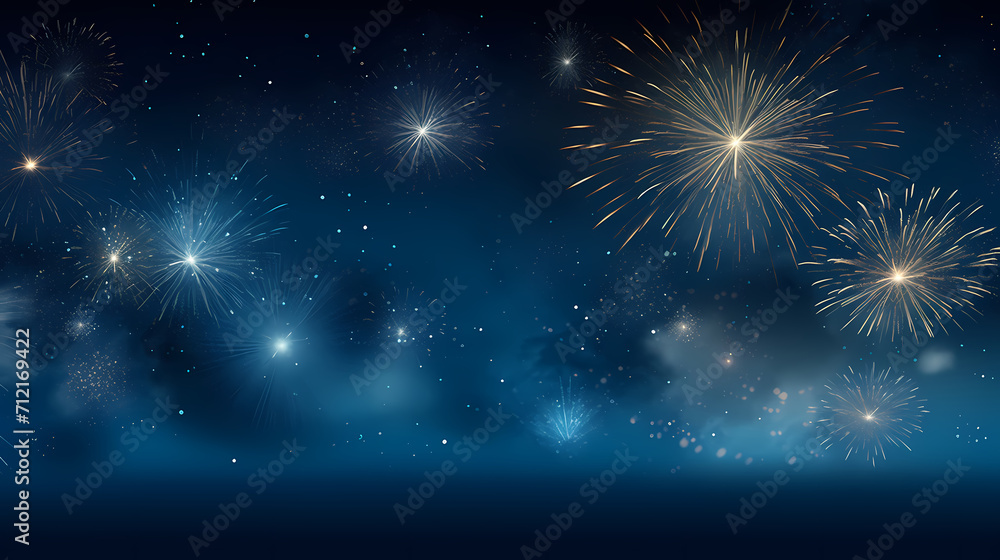 Fototapeta premium Beautiful fireworks background at night for holiday decoration