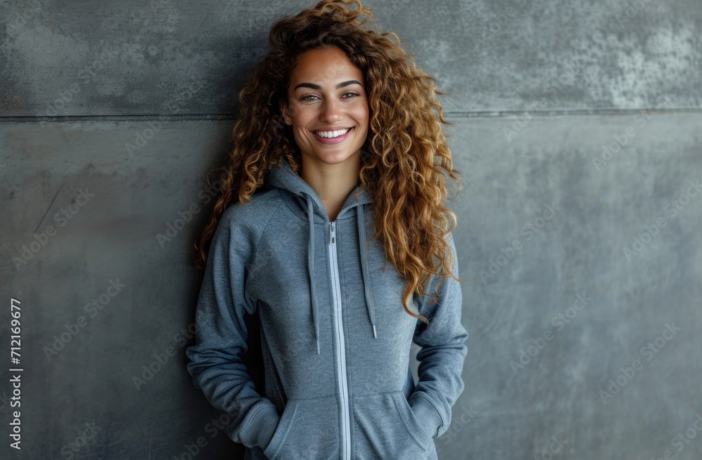 athlete standing with her hands in her pockets and smiling athlete standing with her hands in her pockets and smiling
