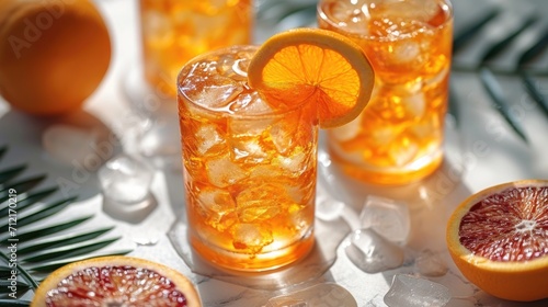 Refreshing Citrus Lemonade with Ice on Sunny Day