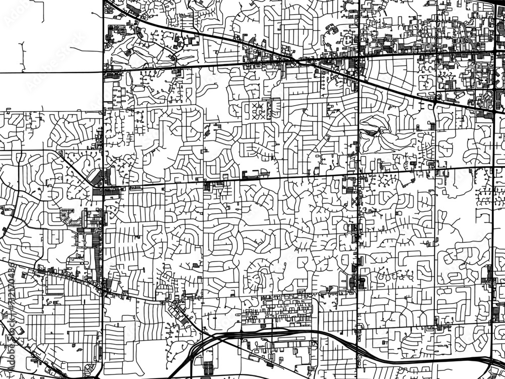 Vector road map of the city of  Schaumburg  Illinois in the United States of America with black roads on a white background.