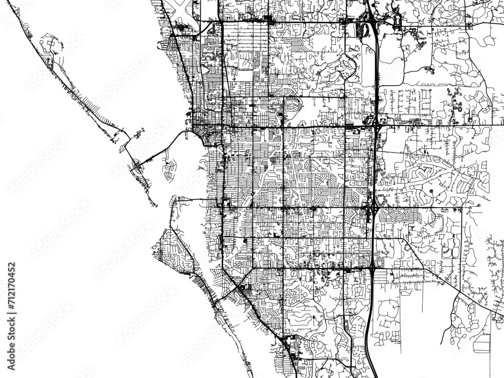 Vector road map of the city of Sarasota Florida in the United States of