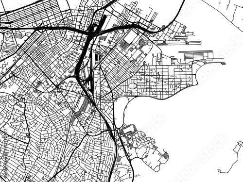 Vector road map of the city of  South Boston  Massachusetts in the United States of America with black roads on a white background.
