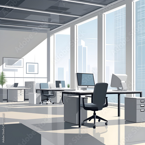 beautiful vector-look background of an office , pastel muted soft-key tone colours