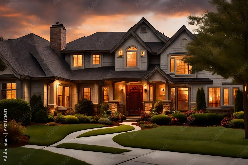 Modern western style house in the evening