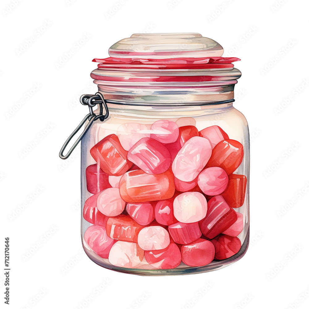 Jar Filled with Pink Candies. AI Generated Image Jar Filled with Pink Candies. AI Generated Image