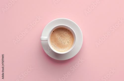 a cup of coffee is shown on a pink background