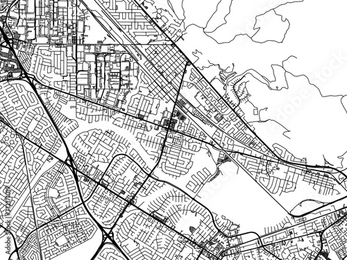 Vector road map of the city of  Union City  California in the United States of America with black roads on a white background.