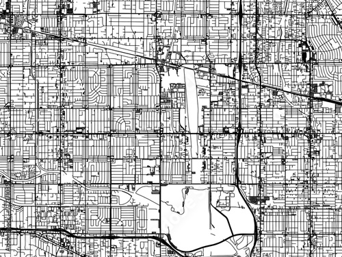 Vector road map of the city of  Van Nuys  California in the United States of America with black roads on a white background. photo
