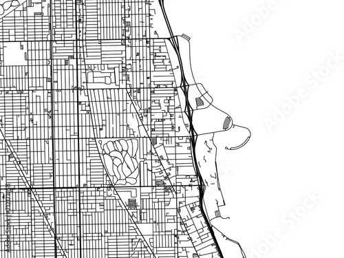 Vector road map of the city of  Uptown  Illinois in the United States of America with black roads on a white background.
