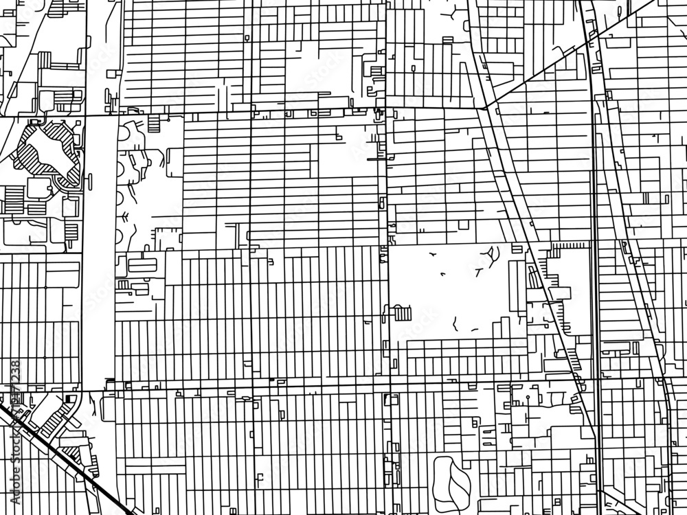 Vector road map of the city of  West Ridge  Illinois in the United States of America with black roads on a white background.