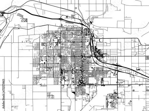 Vector road map of the city of  Yuma  Arizona in the United States of America with black roads on a white background.