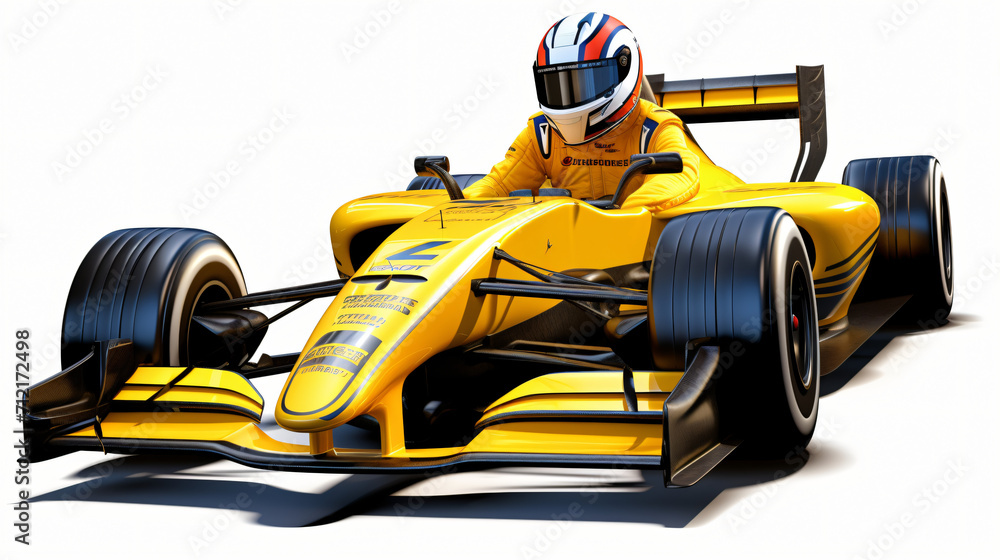 Realistic illustration sport bolide car with driver