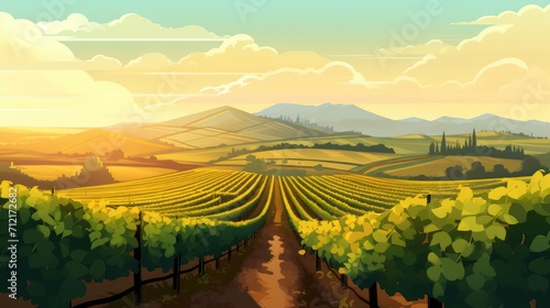 Agricultural background with vineyard field