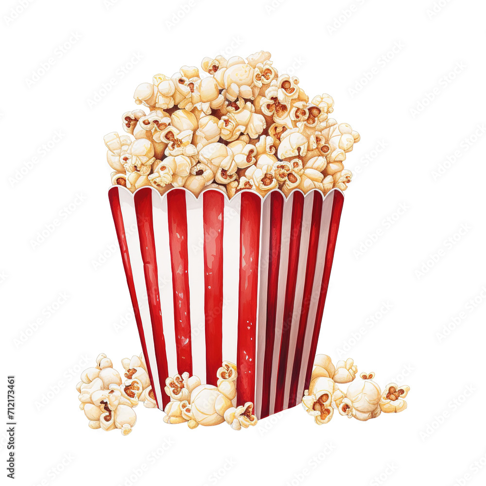 Popcorn Bucket with Red Popcorn. AI Generated Image