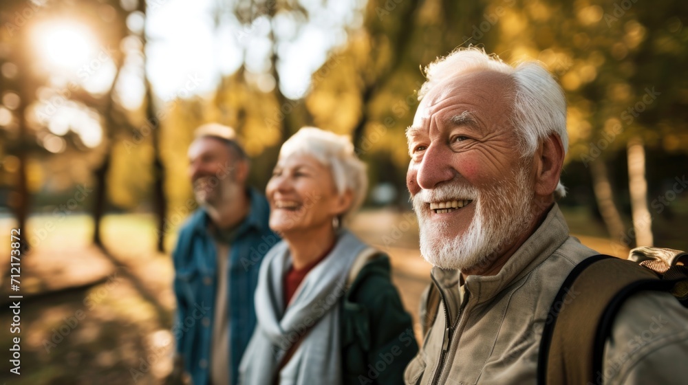 Happy Senior Friends Enjoying a Walk in the Park. Happy Senior Friends Enjoying a Walk in the Park.