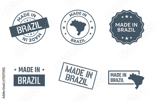 made in Brazil labels set, Federative Republic of Brazil product icons