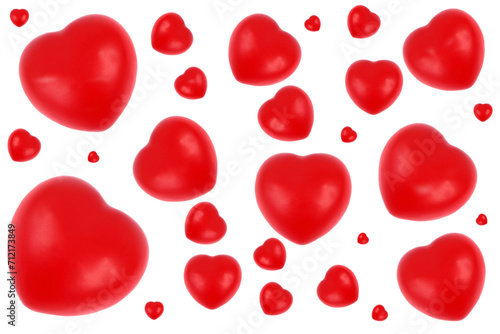 Concept Saint-Valentin avec des cœurs de différentes tailles sur fond blanc