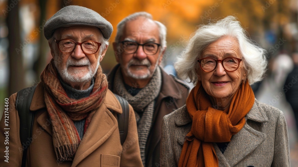 Happy Senior Friends Enjoying a Walk in the Park. Happy Senior Friends Enjoying a Walk in the Park.
