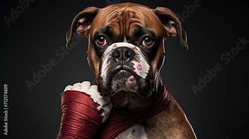 Boxer with hand bandage