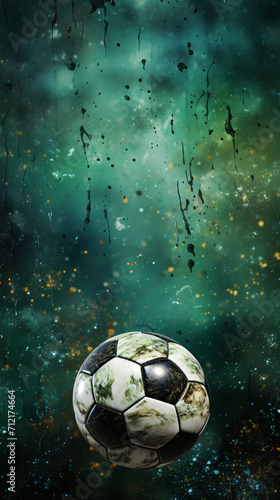 Green background and soccer ball