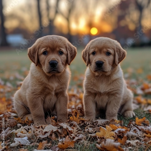 Labrador puppies on the lawn