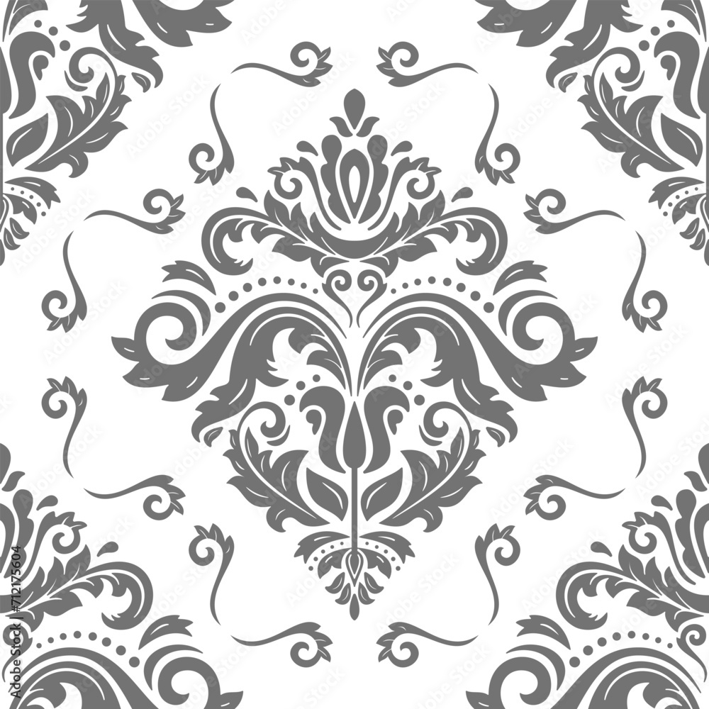 Orient vector classic silver pattern. Seamless abstract background with vintage elements. Orient pattern. Ornament for wallpaper