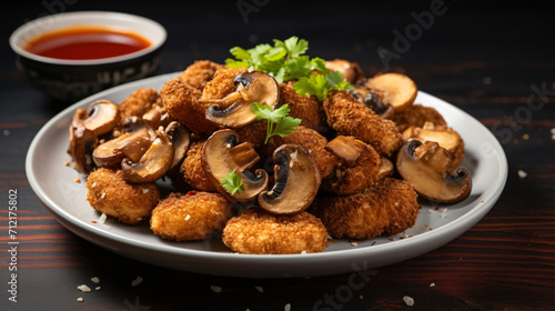 Breaded mushrooms on a plate