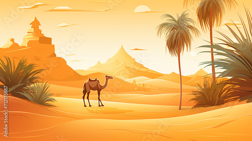 Sahara desert landscape background with empty photo