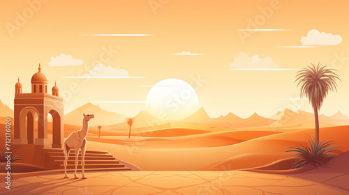 Sahara desert landscape background with empty