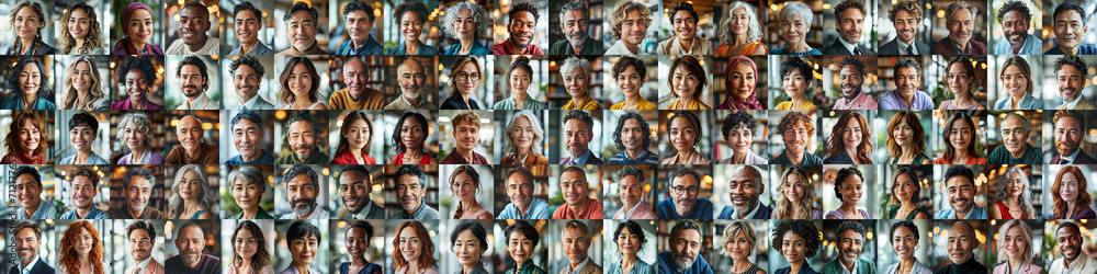 Panorama of diverse business people in front of similar backgrounds Panorama of diverse business people in front of similar backgrounds